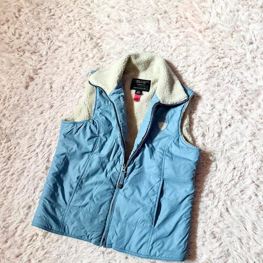 Vintage Y2K Sherpa Lined Winter Utility Layering Lodge Vest Womens M Preppy